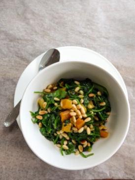 Spinach, Apricots and Pine Nuts tapas on allthatshecraves.com